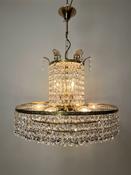 1960s Vintage Crystal &amp;amp; Brass Cascading Chandelier image