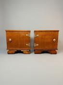 Mid-Century Italian Walnut Nightstands with Brass Hardware
