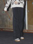 Rose Wide Rhinestone Jeans
