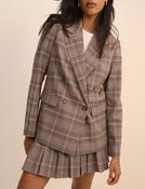 Brown Check Double Breasted Alicia Blazer