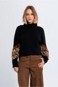 Leopard Sleeve Turtleneck Jumper image