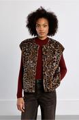 Sleeveless Leopard Faux Fur Jacket image