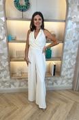 Pia Halterneck Jumpsuit In Cream