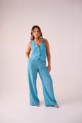 Elsa Stripe Trousers In Blue Mix