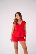Love Laura Denim Waistcoat In Red