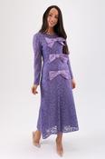 Marissa Bow Front Lace Dress In Lilac