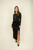 Eva Embroidered Velvet Dress In Black