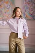Love Laura Pinstripe Bow Blouse In Pink image