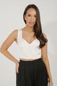 Maria Satin Crop Top In Off White