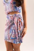 Becca Printed Wrap Skirt In Blue Mix image