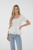 Holly Peplum Frill T-Shirt In White