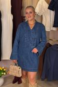 Cora Denim Shift Dress In Mid Wash image