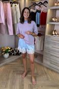 Elsa Lace Trim Shorts In Blue image