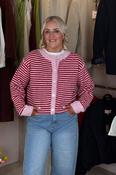 Elsa Stripe Cardigan In Red &amp; Pink