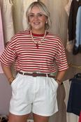 Kendra Stripe T-Shirt In Red &amp; Cream image