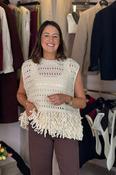 Elsa Sleeveless Fringed Top In Cream image