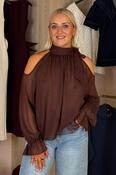 Iris Cold Shoulder Drape Top In Chocolate image