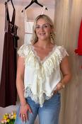 Elsa Sleeveless Ruffle Top In Ivory image