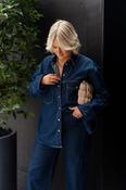 Love Laura Pinstripe Denim Shacket In Indigo image