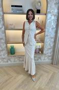 Elsa Kick Flare Linen Skirt In Neutral image