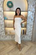 Pia Strapless Midi Dress In Cream