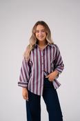 Connie Stripe Shirt In Plum Mix