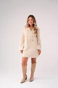Cora Denim Shift Dress In Beige