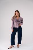 Cora Frill Collar Denim Shirt In Prune