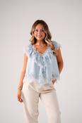 Elsa Sleeveless Ruffle Top In Blue image