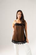 Millie Lace Trim Cami In Chocolate