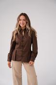 Holly Mandarin Collar Shirt In Chocolate image