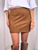 Elsa Faux Suede Skirt In Tan image