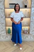 Holly Blue Floral Top In White