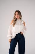 Iris Cold Shoulder Drape Top In Cream image