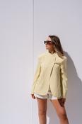 Iris High Collar Pinstripe Blazer In Yellow