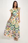 Kendra Floral Print Dress In Green Mix image