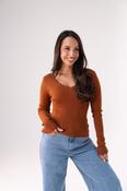 Kendra Scallop Trim Top In Tan image
