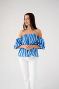 Kendra Stripe Bardot Top In Blue image