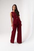 Love Laura Denim Waistcoat In Burgundy