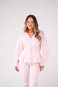Love Laura Peplum Denim Top In Pink image