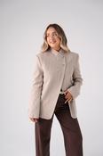 Love Laura Pinstripe Mandarin Collar Blazer In Sand