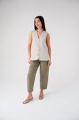 Love Laura Pinstripe Waistcoat In Olive
