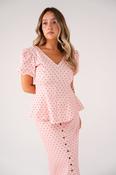 Love Laura Puff Sleeve Polka Dot Top In Pink image