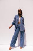 Love Laura Denim Shacket In Mid Wash image