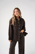 Love Laura Denim Shacket In Dark Leopard Print image