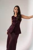 Love Laura Lace Trim Satin Waistcoat In Burgundy