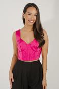 Maria Satin Crop Top In Fuchsia