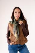 Orla Square Print Neck Scarf In Olive Mix image