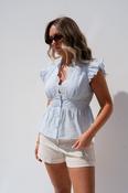 Elsa Broderie Anglaise Trim Top In Sky Blue image