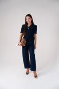 Love Laura Statement Collar Top In Dark Wash image